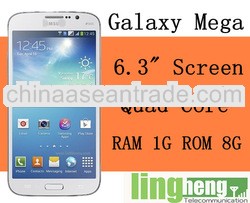 6.3 inch Galaxy Mega 6.3 Smart Phone I9200/I9202 MTK6589 Quad Core Androd 4.2.1 1280x720P Single/Dua