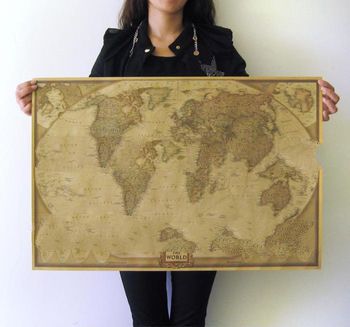 Mr Obama's choice!2013 Vintage Style  1Piec MAP Travel  Map Personalized World Map Poster 72.5*4