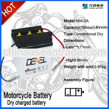 6N2-2A-2 Conventional 6v4ah Dry Charged Motorcycle Battery