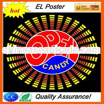 High quality el lighting poster,light animated el poster,el light up poster