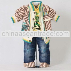 2012 New Autumn And Spring Yellow Boys Clothes Set 3Pcs: Jacket and T Shirt and Jean Pants Clothing 