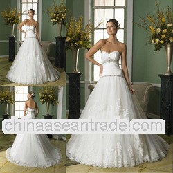 100% custom made high quality beaded ball gown sweetheart lace edge bridal wedding dresses