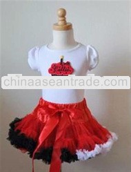 2012 hot sale! Red With Black And White Lace Ruffle Girl Pettiskirt