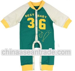 2013 hot selling wholesale cotton long sleeve male baby romper