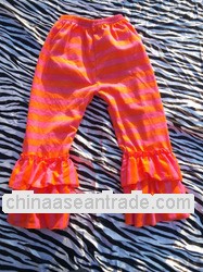 2014 new kids knieed cotton striped leggings wholesale cheap ruffles pants long trousers for childre