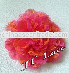 3.75" Chiffon and lace shabby flower wholesale