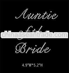 Auntie of the Bride rhinestone transfer design for T-shirt