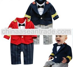 BABY BOYS LONG SLEEVE COTTON FANCY ROMPERS