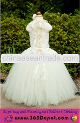 Baby Girl's Wedding Dress White Flower Tutu Dress Fluffy Long Dress