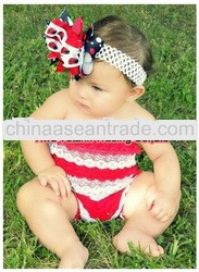 Baby Romper Red White Lace Ruffles Petti Rompers GB001