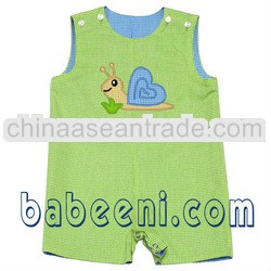 Baby boys Valentine reversible applique shortall