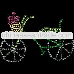 Bicycle Bike Riding Hot Fix Rhinestone Iron On Transfer