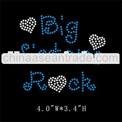 Bling rhinestone iron on transfer Big sister rock design for T-shirt