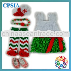 Christmas baby ruffle petti cap sleeve princess dress leg warmer crib shose heck lace headband dress