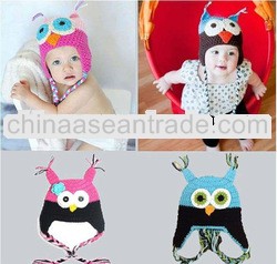 Cute Lovely Baby Boy/Girl/Toddler Child Owl Hand Knitted Crochet Hat Beanie Cap