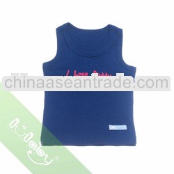 Deep blue baby clothes sleeveless baby boy T-shirt