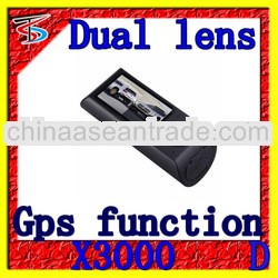 Drop Shipping Dual Lens Car Dvr Wholesale X3000 With GPS Tracking+G-Sensor(GD-01)