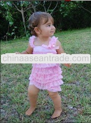 Fashion Cute Light Pink Lace Baby Petti Romper Hot Sale Baby Girl Lace Romper