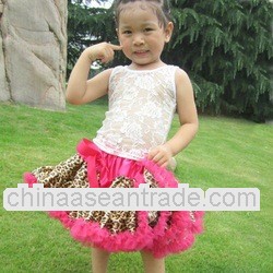 Fashion Leopard w hot pink Nylon Chiffon Fluffy tutu/Pettiskirt/Skirts for Girls