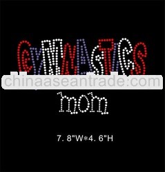 Gymnastics mom rhinestone heat transfer bling custom designs for t-shirts