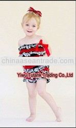 Hot Red Layer Chiffon Baby Lace Rompers with Hot Red Bow GB005