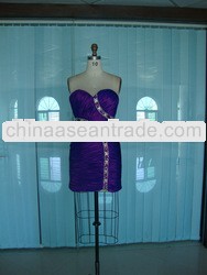 Hot Sell Sexy Off Shoulder Purple Beaded Tailor Made Evening Dress