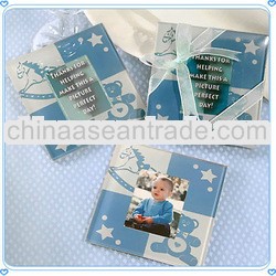 Hot Selling Blue Photo Glass Coasters For Baby Boy Favors