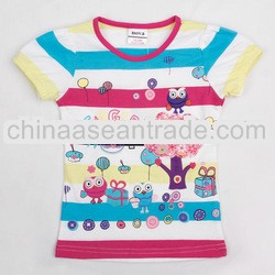 K4488 lovely tee for baby girls giggle and hoot cotton tops standard textile baby emboridered tee