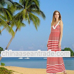 Ladies' y/d stripe holiday long dress