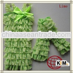 Little Boy Lace Petti Rompers Leg Warmers Lime