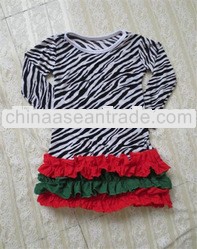 NEW ARRIVAL 100%cotton long zebra top dress, top dress with chiffon ruffle