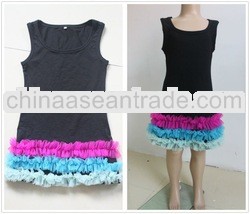 NEW ARRIVAL 100%cotton tank dress, tank dress with chiffon ruffle