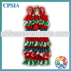 New Arrivals! Christmas infant clothes Baby Rompers Satin Lact Ruffle Petti Romper Match Pearl Neckl