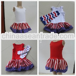 New items!Baby Boutique Clothing Patriotic Top Dress , American Star Kids Dress for July 4th with le