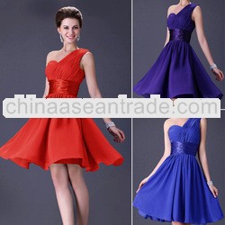 One Shoulder Bridesmaid Prom Bridal Gown Evening Party Cocktail Short Mini Dress