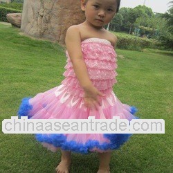 Pink w dark blue Nylon Chiffon Fluffy tutus/Pettiskirt/Skirt Wholesale for Girls