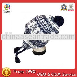 Pompom Jacquard Winter Earflap Hat Wholesale Baby Boy Beanie Hats Pattern Cheap