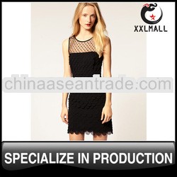 Quality Sleeveless Lace See Through Cute Party Dress Women Casual Wear 2013 New Model Evening Dress