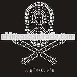 Skull rhinestone iron on transfer for T-shirt