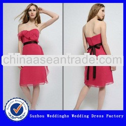 Strapless Chiffon And Satin Bridesmaid Dress two color