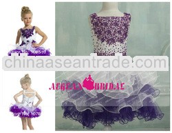 Style AEF001 Crown Princess Hot White And Purple Lovely tutu Toddler Cupcake Girls Pageant Dresses