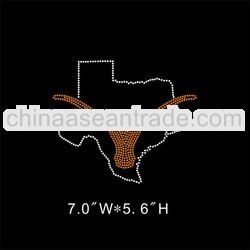 Texas Longhorn iron on rhinestone transfer designs for t shirts