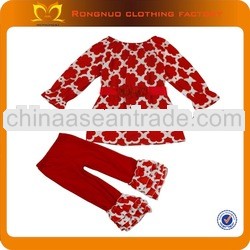 baby clothing cotton wholesale baby clothes,christmas red floral dress with ruffle pants clothing se