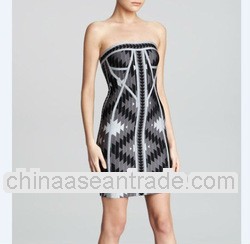 high quality new design pattern strapless bandage dress