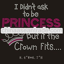 hot fix rhinestone iron on transfer Princess design for T-shirt