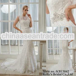most popular lace style close-fitting covered button Dress for wedding