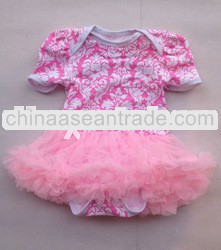 new arrival pink damask baby romper with tutu skirt romper