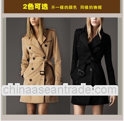 popular latest designer ladies cotton wind coat with belt