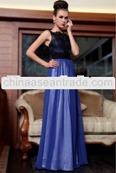 real silk black noble purity blue ladies long evening dress 2013