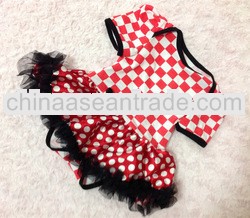 red and white plaid cotton baby jump suit with tutu